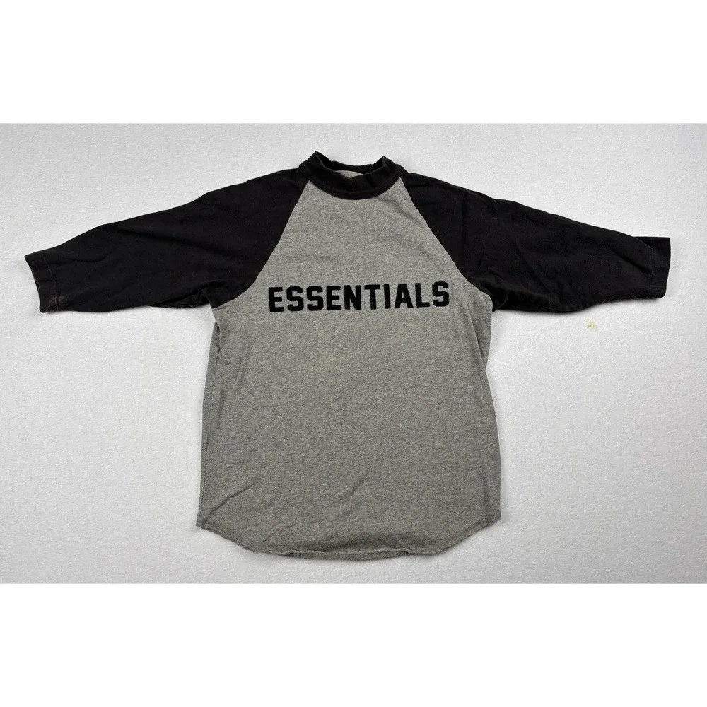 Fear‎ of God Essentials Kids Raglan T Shirt Youth 6/7 Grey Black Logo Tee